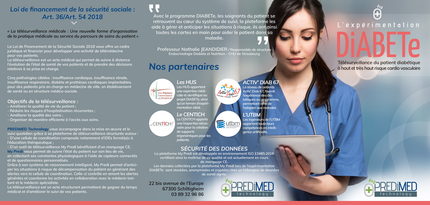 Plaquette entreprise télésurveillance médicale Diabete Recto