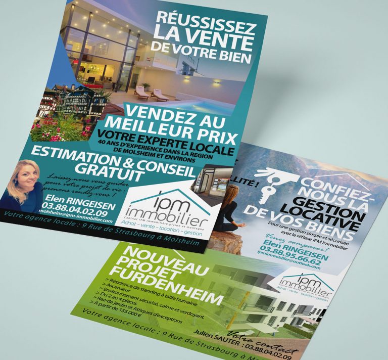 Flyer & cartes de visite agence immobilière IPM immobilier